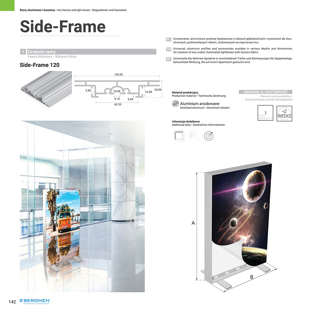 Prezentacja systemu oświetlenia Side-Frame, wariant 1