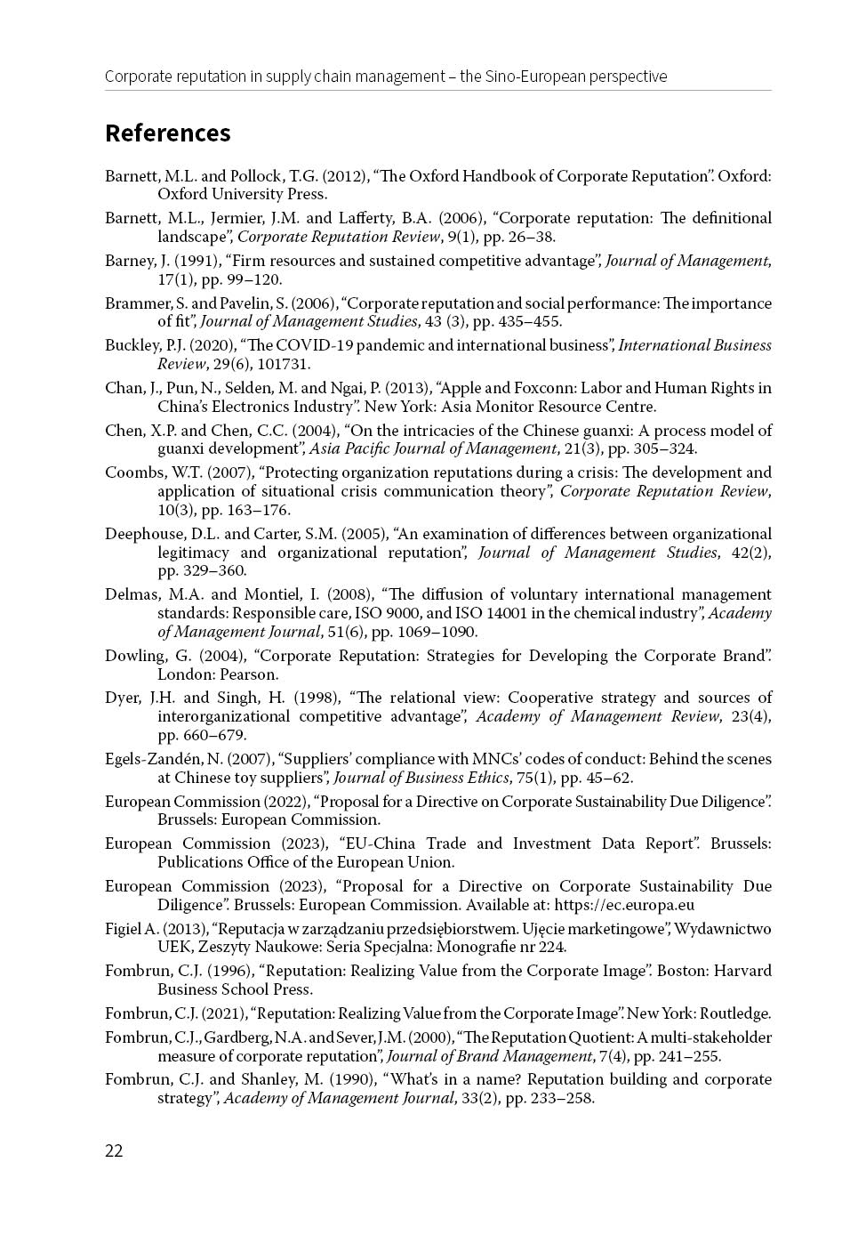 Strona ze spisem wykorzystanej literatury złożonym w jednej konwencji bibliograficznej